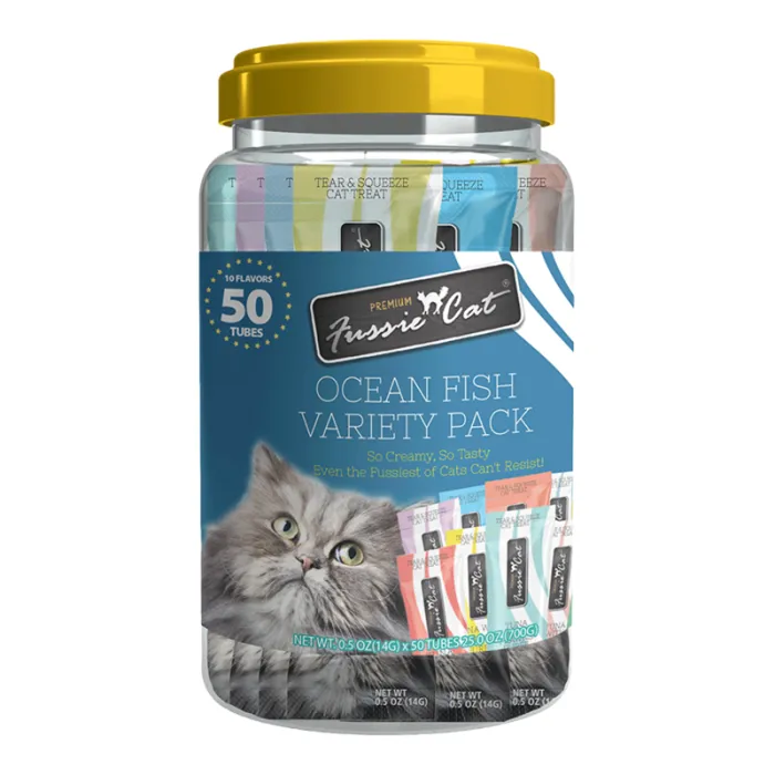 Fussiecat Puree Ocean Fish Variety Pack 10 Flavors 50/tub