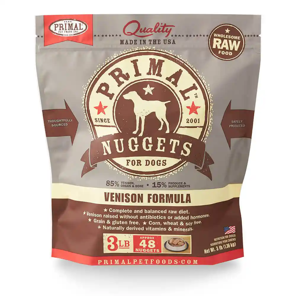 Raw Frozen Canine Venison Nuggets Dog Food 3-lb