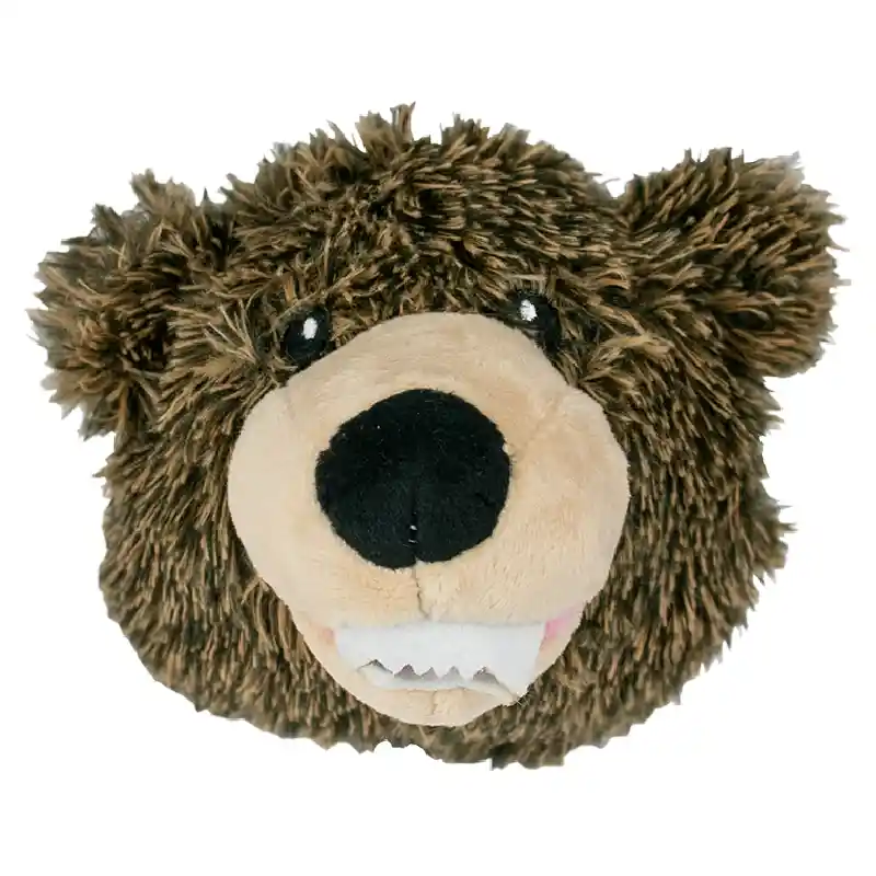 Tall Tails Dog Toy 2 in 1 Grizzly Bear Head 4" Front Image