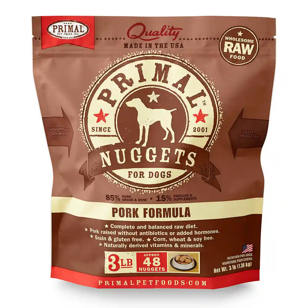 Raw Frozen Canine Pork Nuggets Dog Food 3-lb