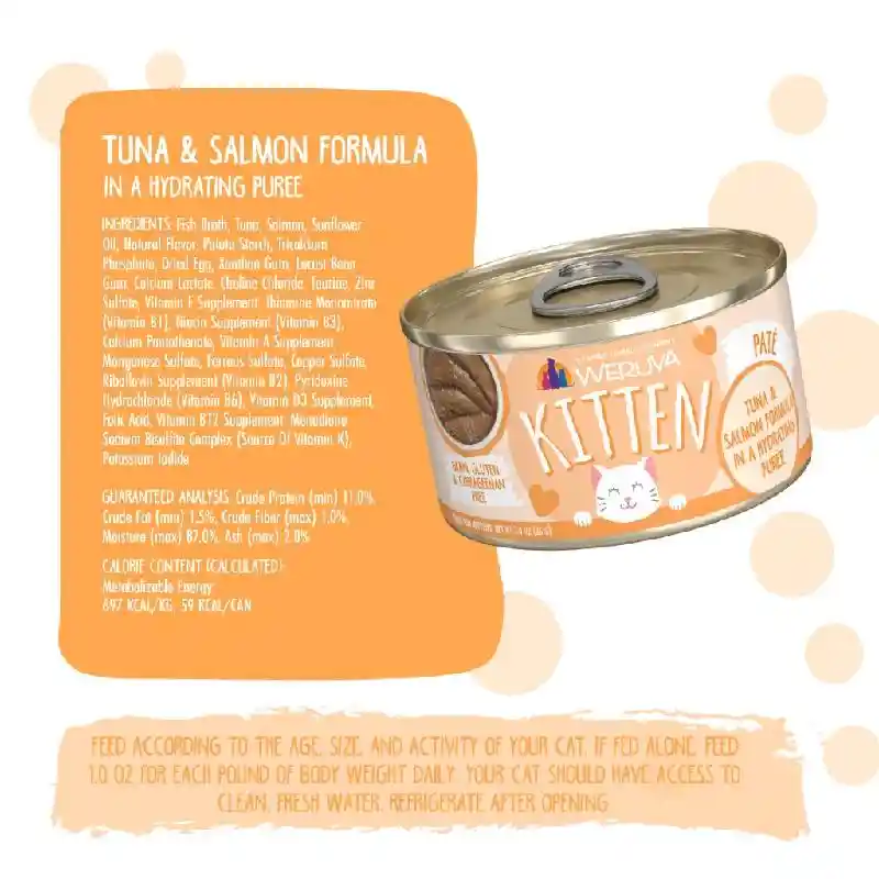 Weruva Kitten Can 3 Oz Tuna Salmon Puree 12/tr