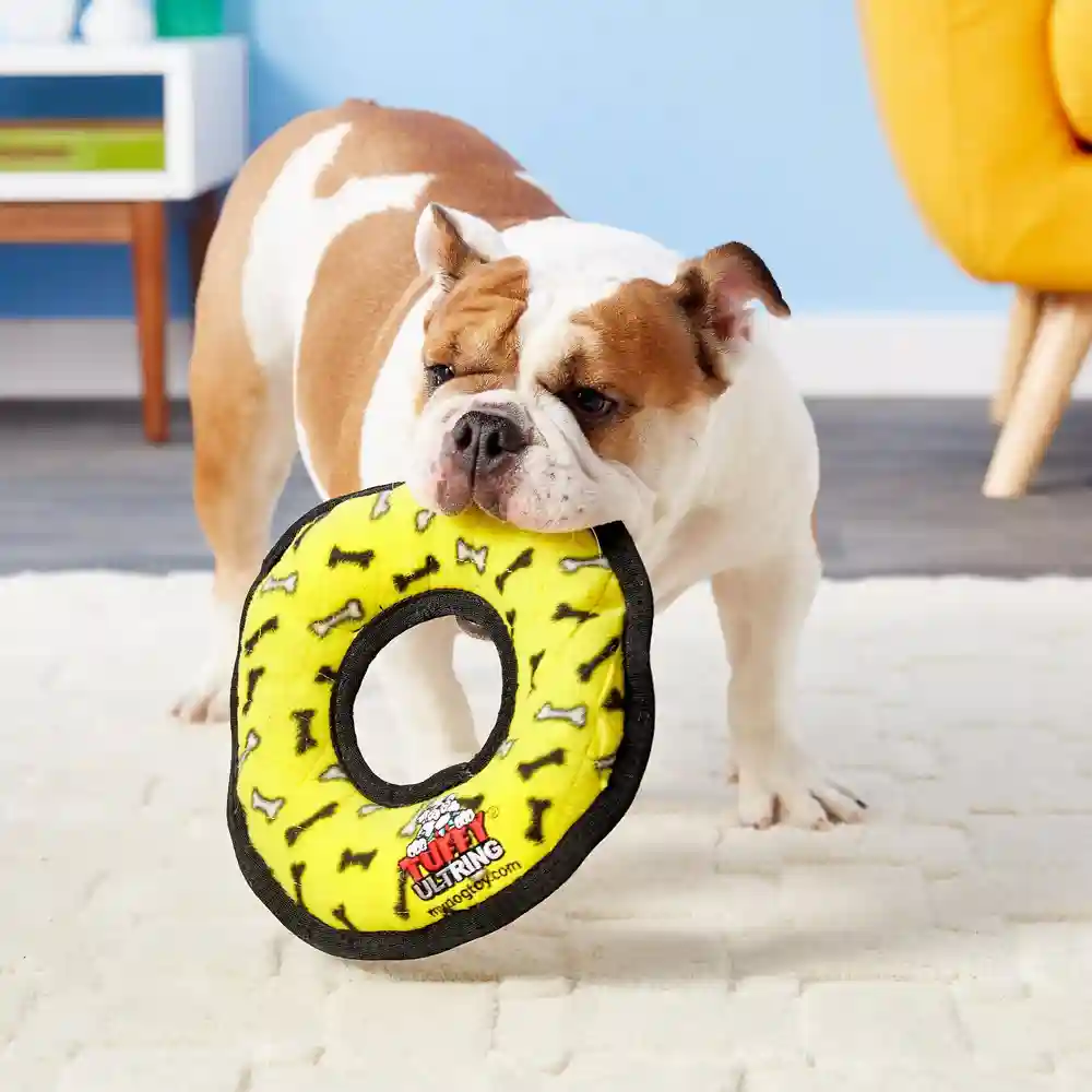 Ultimate Ring Yellow Bones Dog Toy Medium