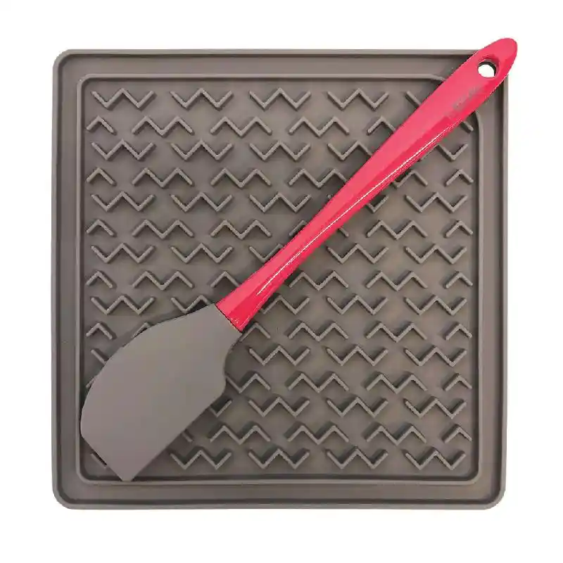 Mm Silicone Interactive Slow Feeder 8x8 Grey W/spa