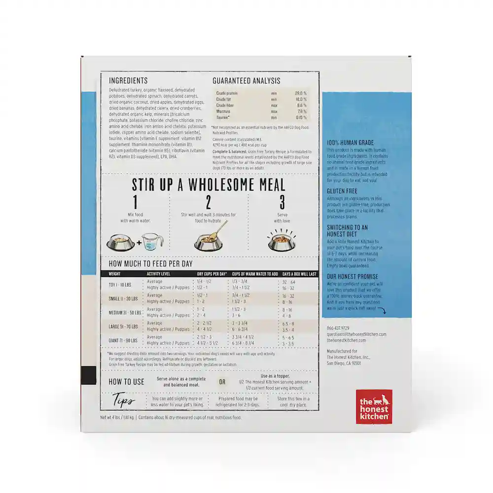 Grain-free Turkey Recipe Dehydrated Dog Food 4-lb