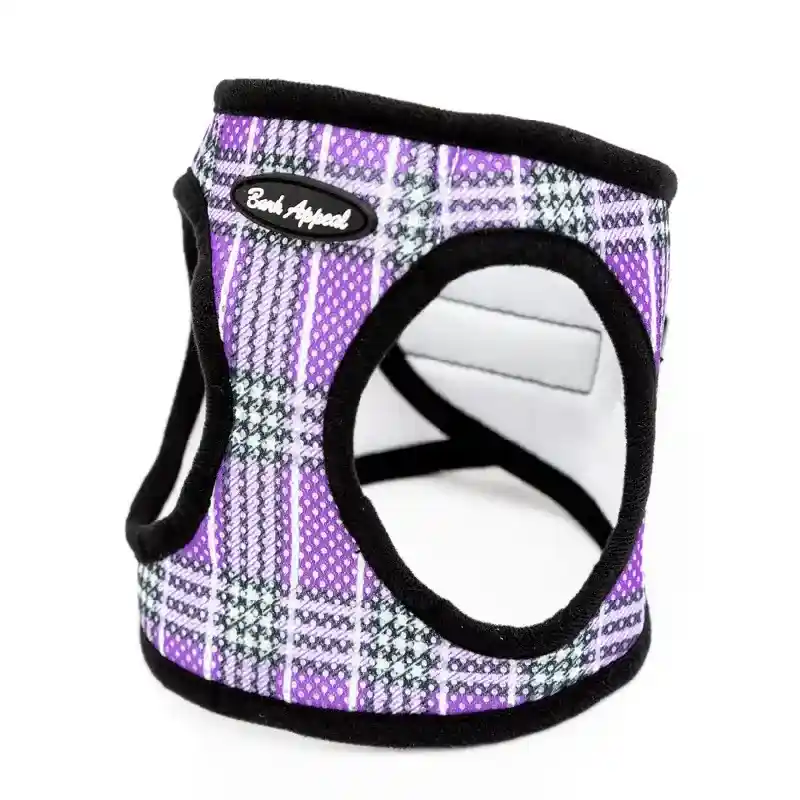 Bark Appeal Ez Wrap Mesh Harness Purple Plaid Xs