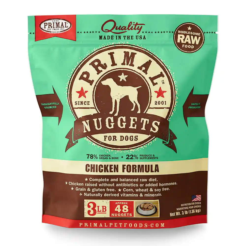 Raw Frozen Canine Chkn Nuggets Dog Food 3-lb