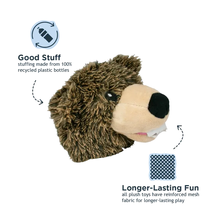 Tall Tails Dog Toy 2 in 1 Grizzly Bear Head 4" Long Lasting