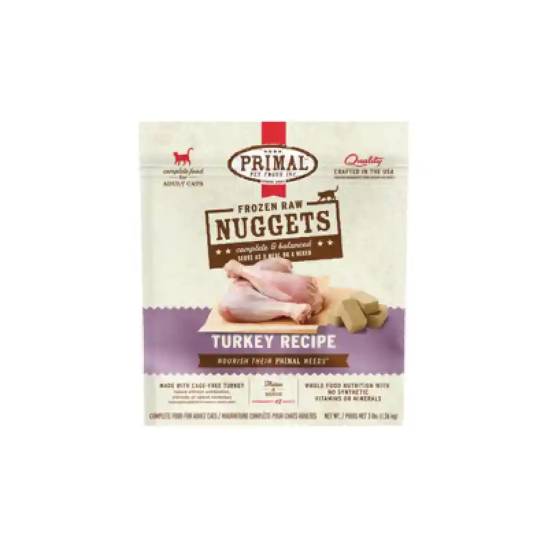 Raw Frozen Feline Trky Nuggets Cat Food 3-lb