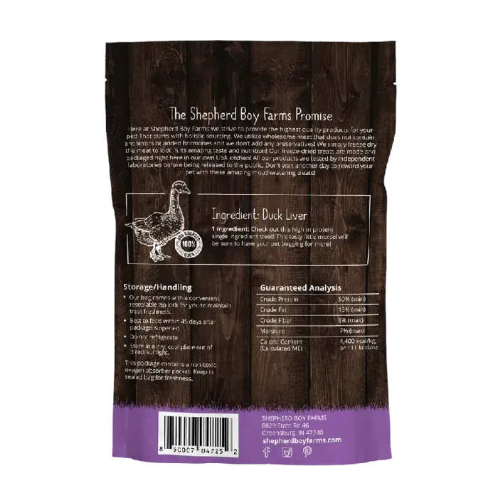 Shepherd Boy Duck Liver Treat 3oz