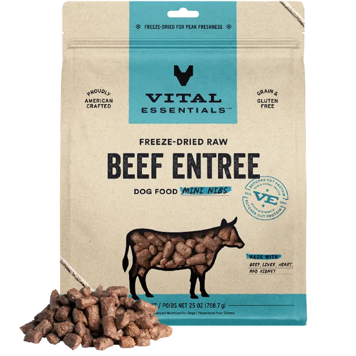 Vital Essentials Dog Fd Mini Nibs Beef 14 Oz