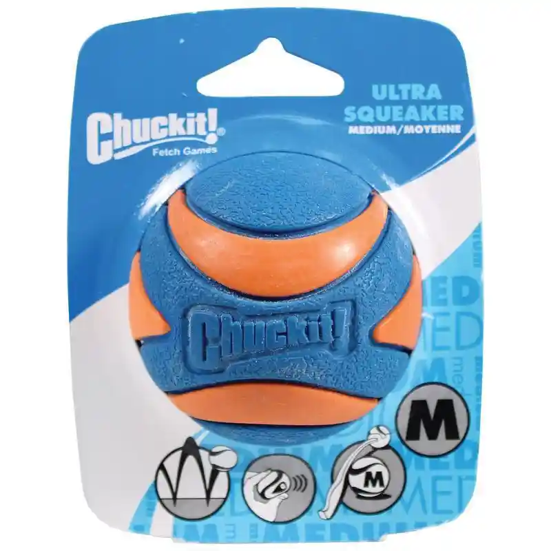 Chuckit! Ultra Squeaker Ball Orange And Blue Mediu