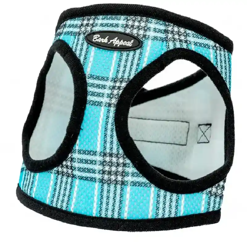 Bark Appeal Ez Wrap Mesh Harness Blue Plaid Xs