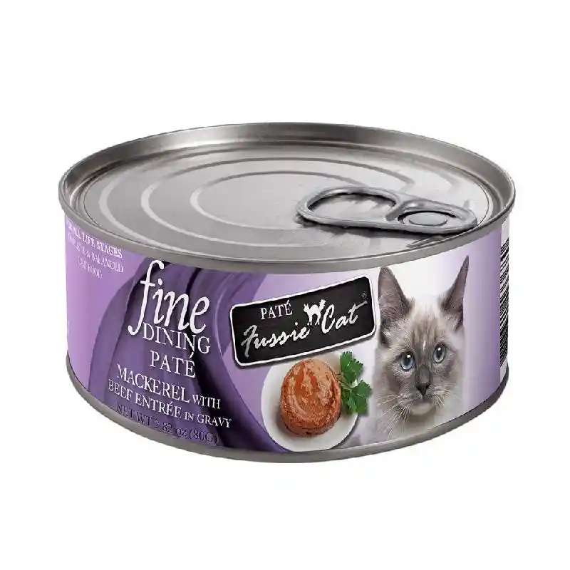 Fussie Cat Fine Dining Pate Mackerel & Bf 2.82-oz