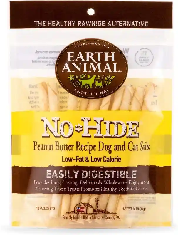 Earth Animal No Hide Peanut Butter Chew Stix 10 Pk