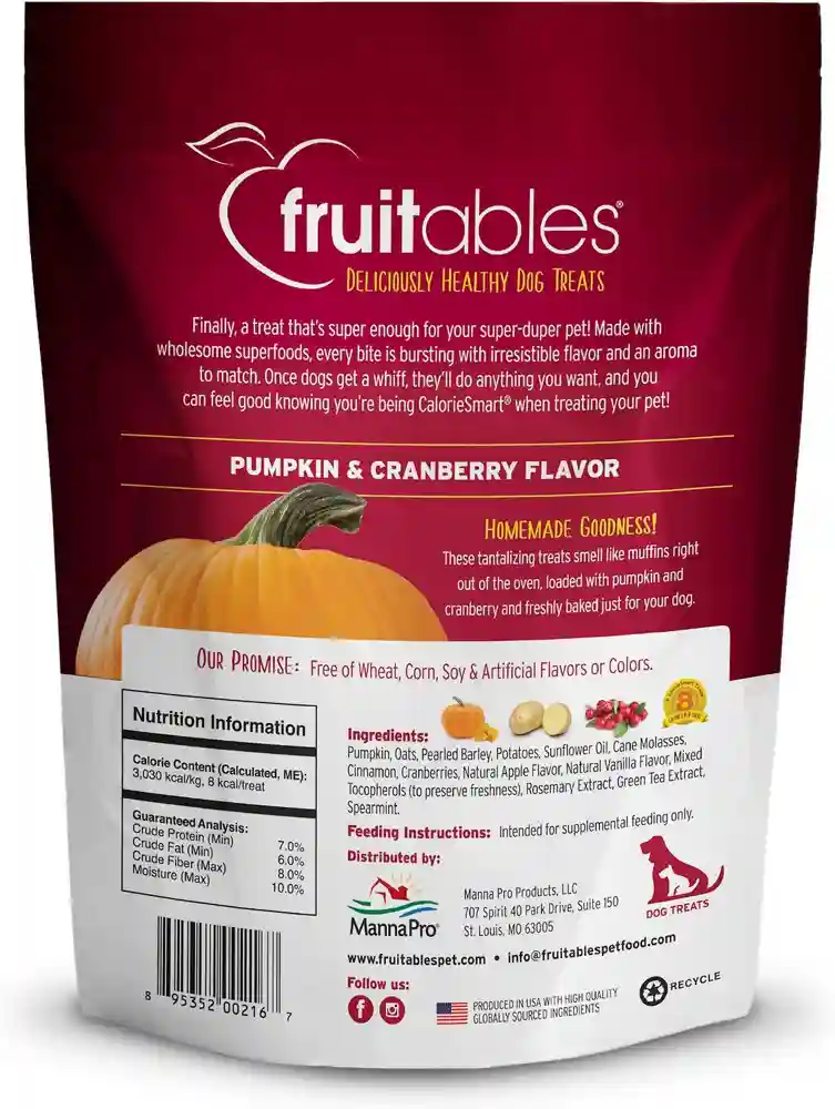 Pumpkin & Cranberry Flavor Crunchy Dog Treats 7-oz