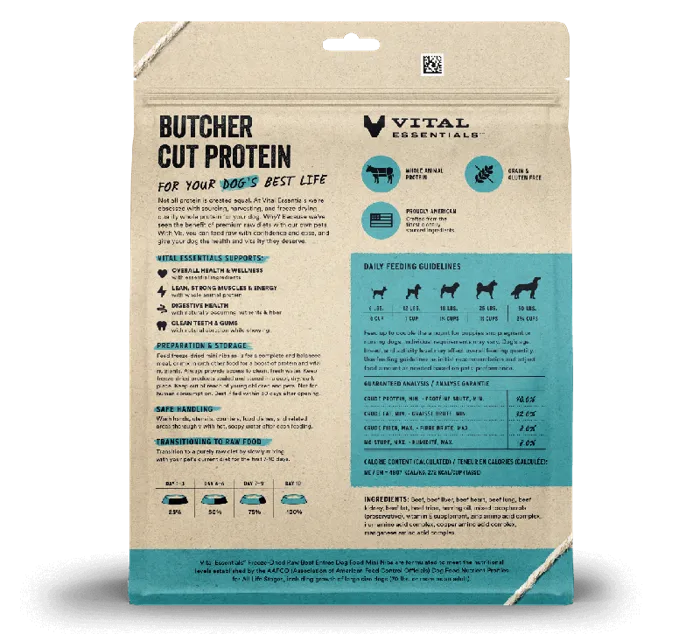 Vital Essentials Dog Fd Mini Nibs Beef 14 Oz