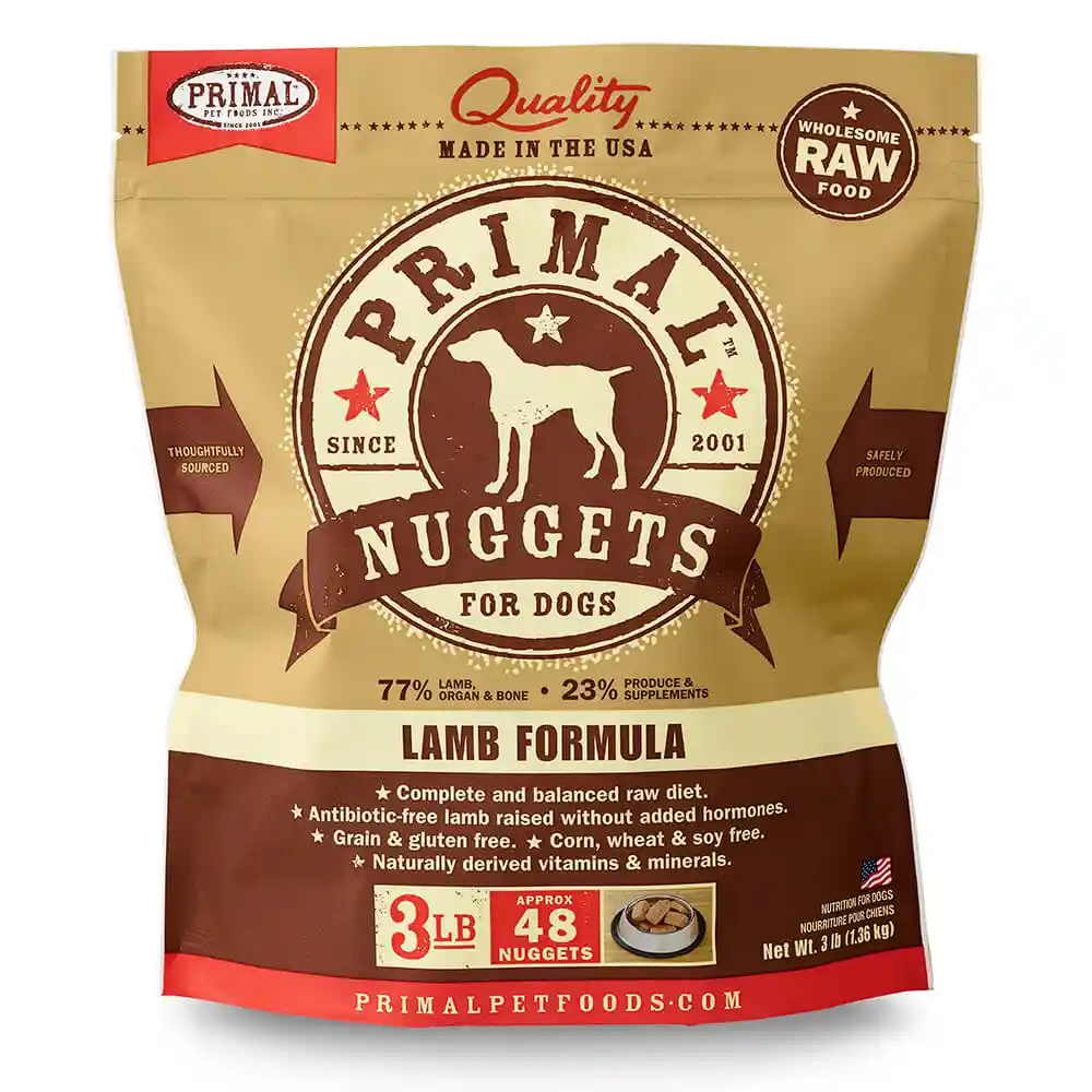 Raw Frozen Canine Lamb Nuggets Dog Food 3-lb