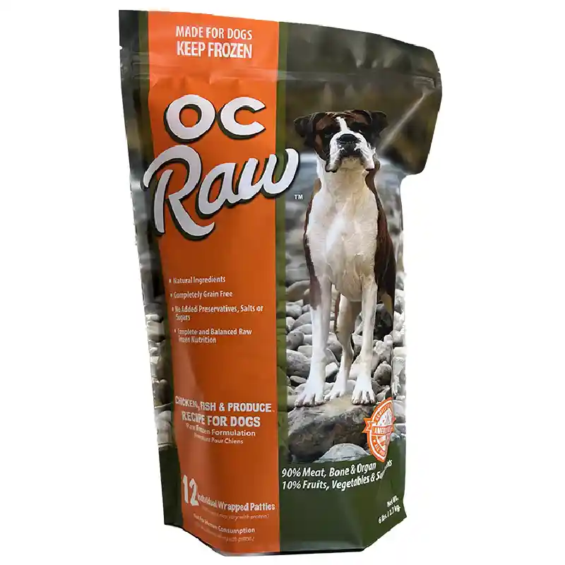 Oc Raw Dog Frzn Ckn, Fish & Produce Patties 6 Lbs