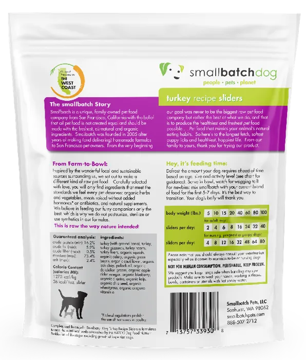 Smallbatch Dog Raw Sliders Turkey 3#