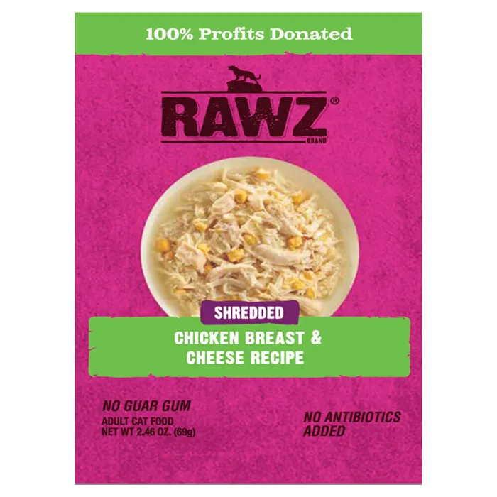 Rawz Shred Chicken Breast & Cheese Pouch Cat 6 / 8 / 2.46 Oz