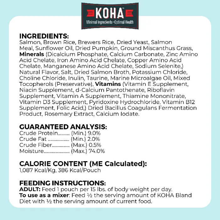 Koha Dry Bland Diet Salmon Brown Rice 3.5#