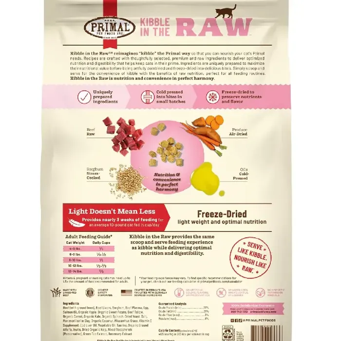 Primal Cat Kibble In the Raw Beef 1.5#