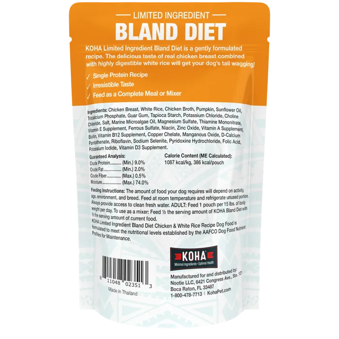 Koha Bland Diet Chicken & Rice Pouch 12.5oz