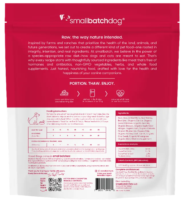 Smallbatch Dog Raw Slider Beef 3#