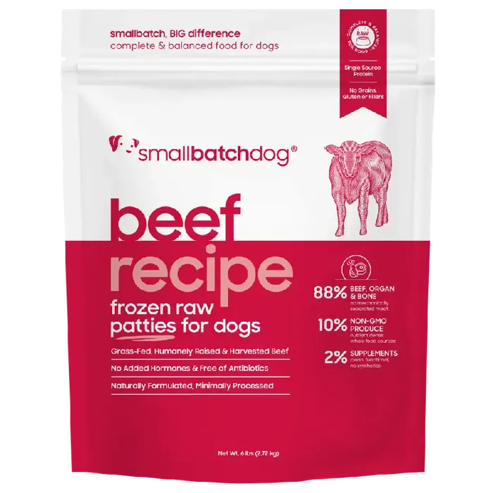 Smallbatch Dog Raw Frzn Beef Patties 6-lb