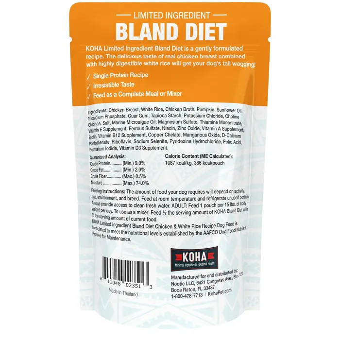 Koha Bland Diet Chicken & Rice Pouch 12.5oz