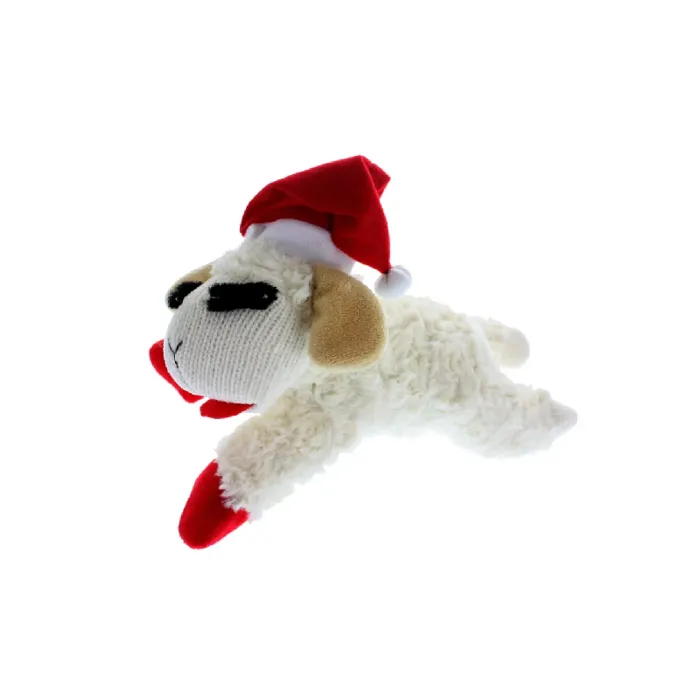 Lamb Chop With Santa Hat White/red 10 Inch