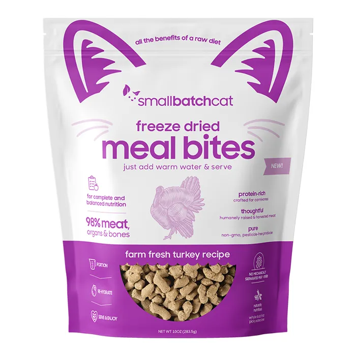 Small Batch Cat Food Fd Mealbites Turkey 10 Oz